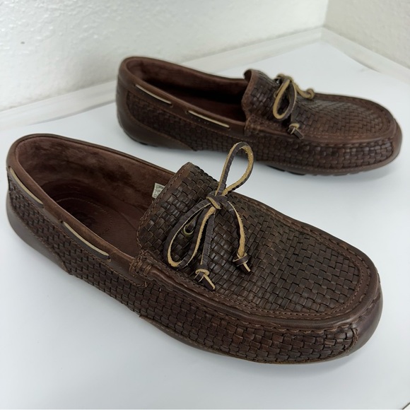 Ugg Chester Men’s 11 Brown Woven Leather Driving Loafers Shoes casual comfort - Picture 1 of 12